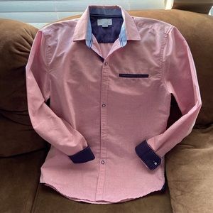 Craft + flow men’s small dress shirt, pink/blue